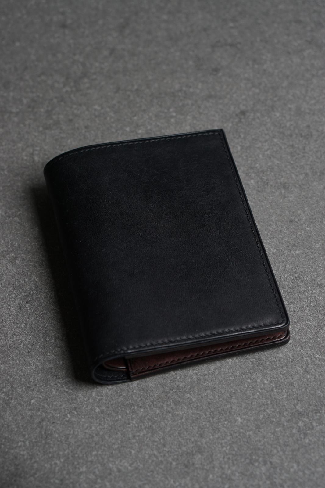 Portofel lucrat 100% manual din piele Pueblo neagra+maro, Badalassi Carlo