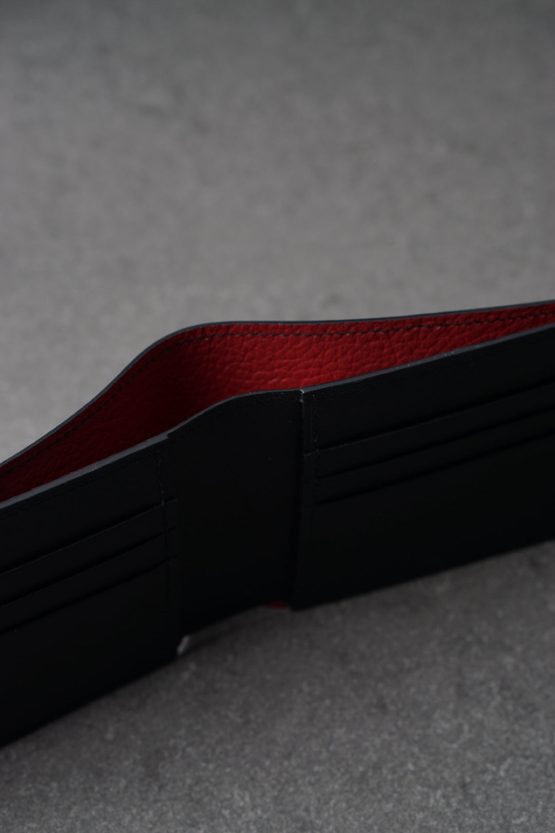 Portofel din piele lucrat 100% manual din piele naturală, negru - grena