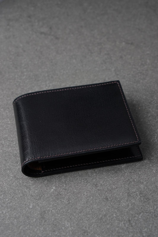 Portofel din piele lucrat 100% manual din piele naturală, negru+maro