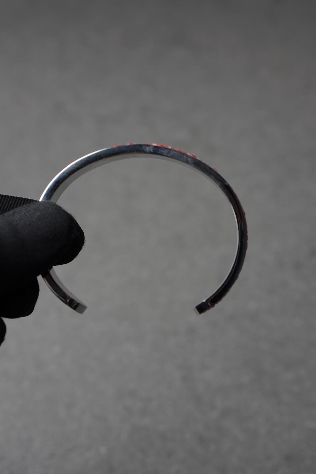 Bratara dama din inox 316 L cu insertie de piele rosie