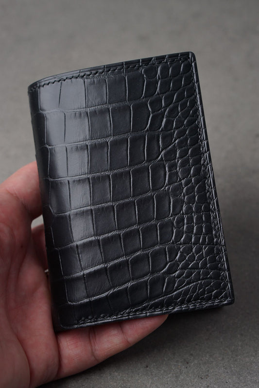 Portofel din piele de ALIGATOR lucrat 100% manual, Negru