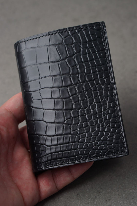 Portofel din piele de ALIGATOR lucrat 100% manual, Negru