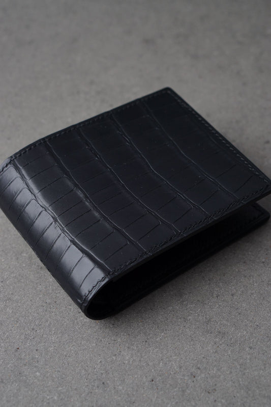 Portofel din piele de ALIGATOR lucrat 100% manual, Negru