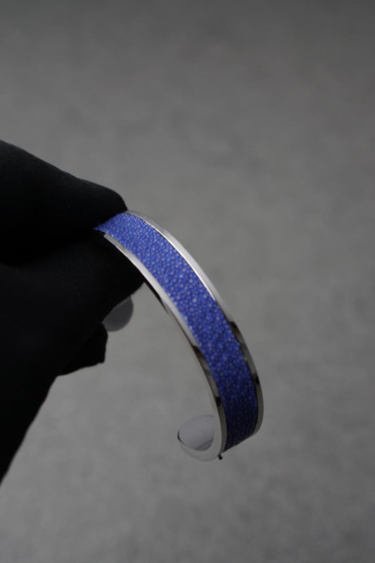 Bratara dama din inox 316 L cu insertie de piele mov