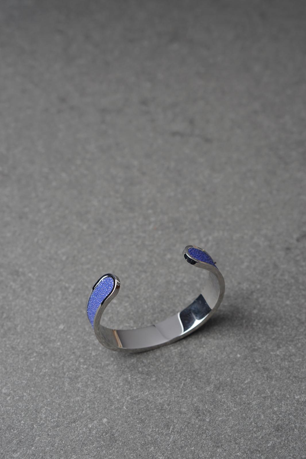 Bratara dama din inox 316 L cu insertie de piele mov