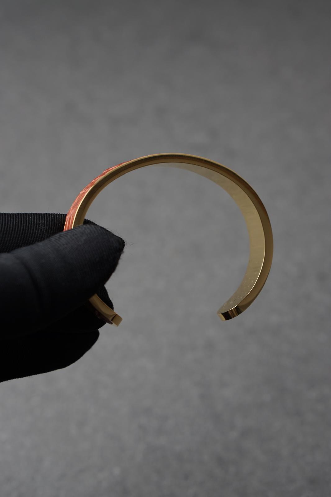 Bratara dama din inox 316 L cu insertie de piele maro deschis