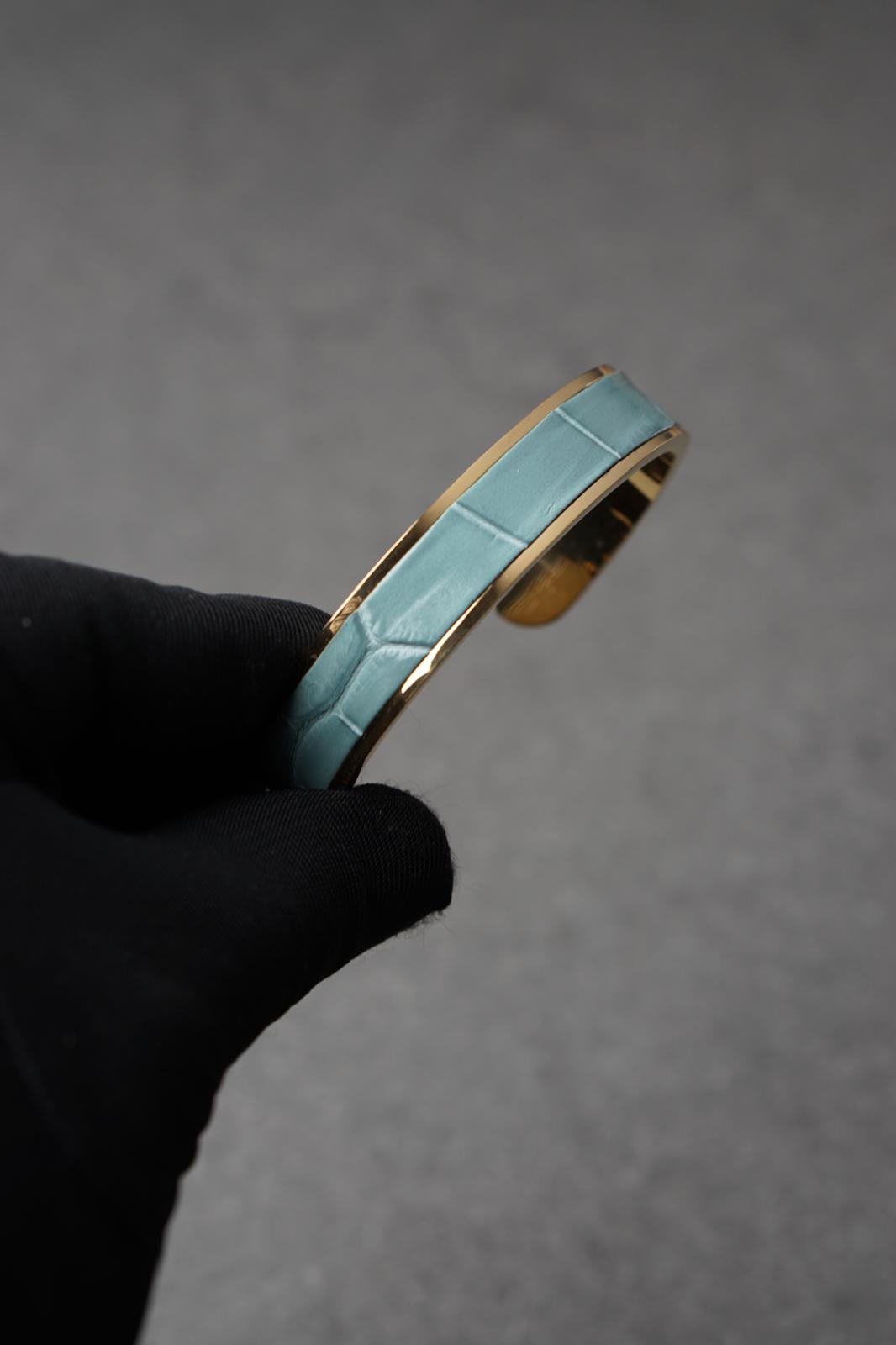 Bratara dama din inox 316 L cu insertie de piele verde