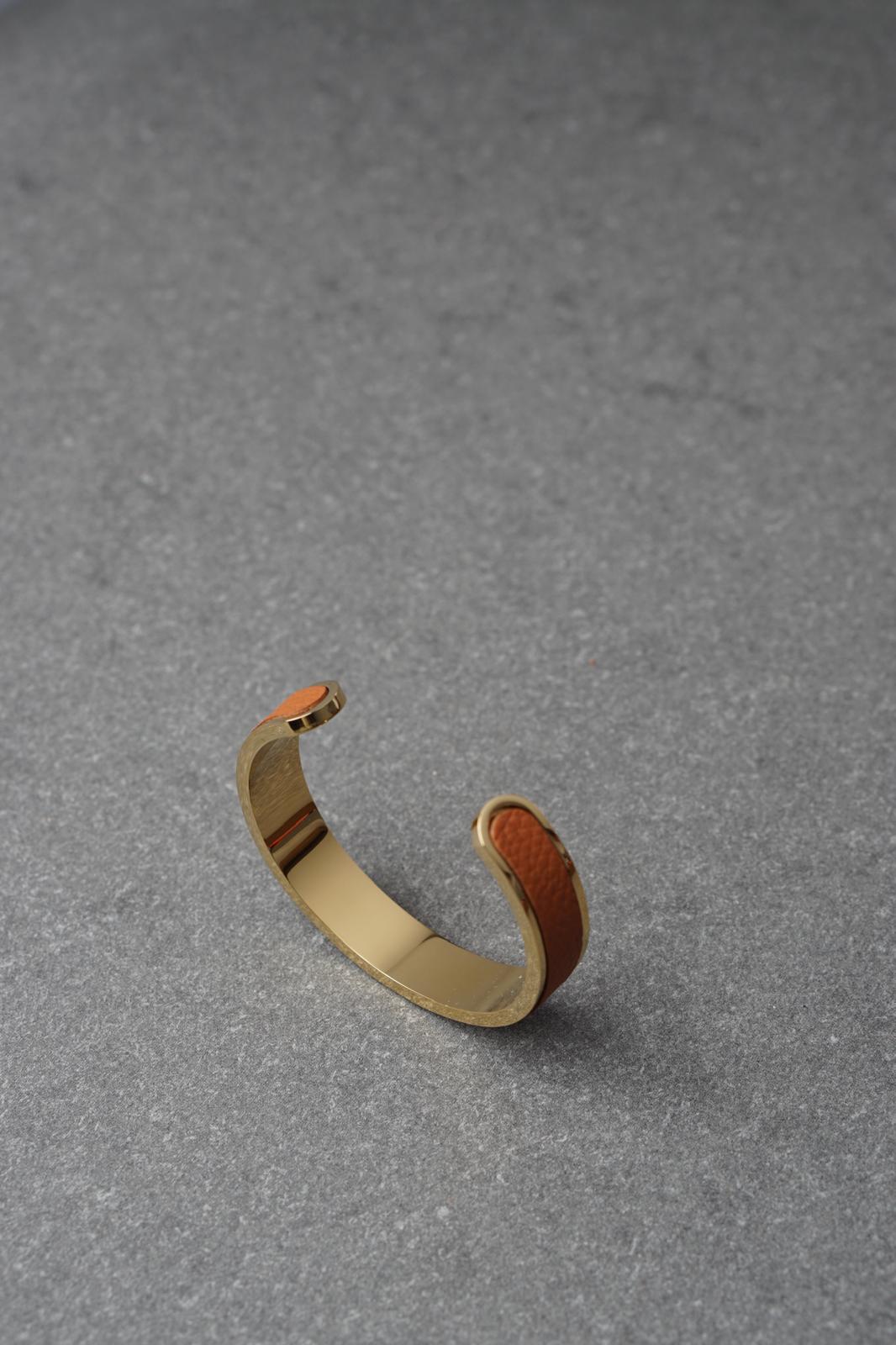 Bratara dama din inox 316 L cu insertie de piele maro