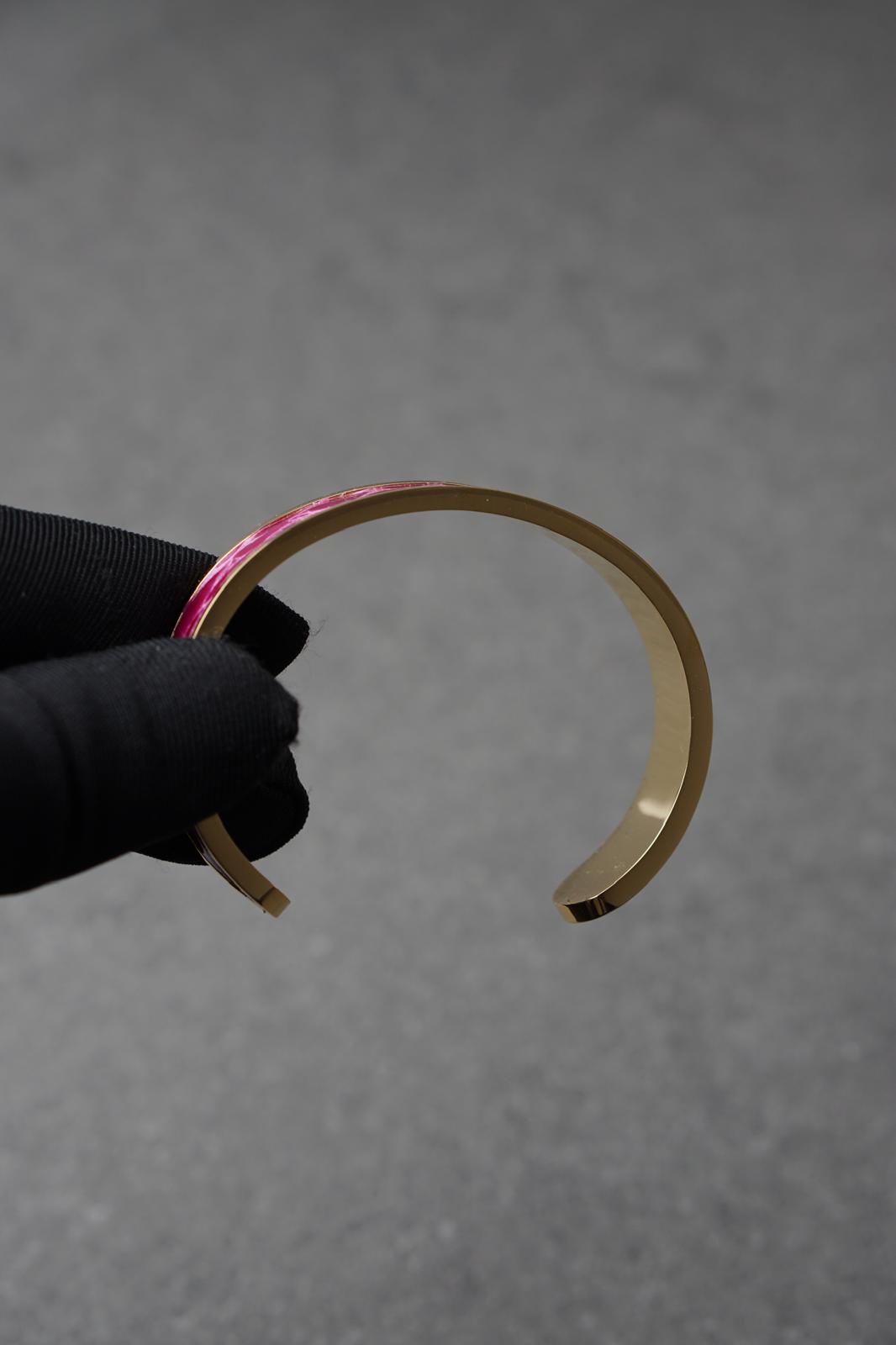 Bratara dama din inox 316 L cu insertie de piele roz