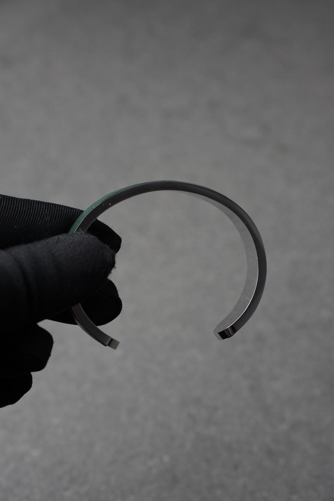 Bratara dama din inox 316 L cu insertie de piele verde