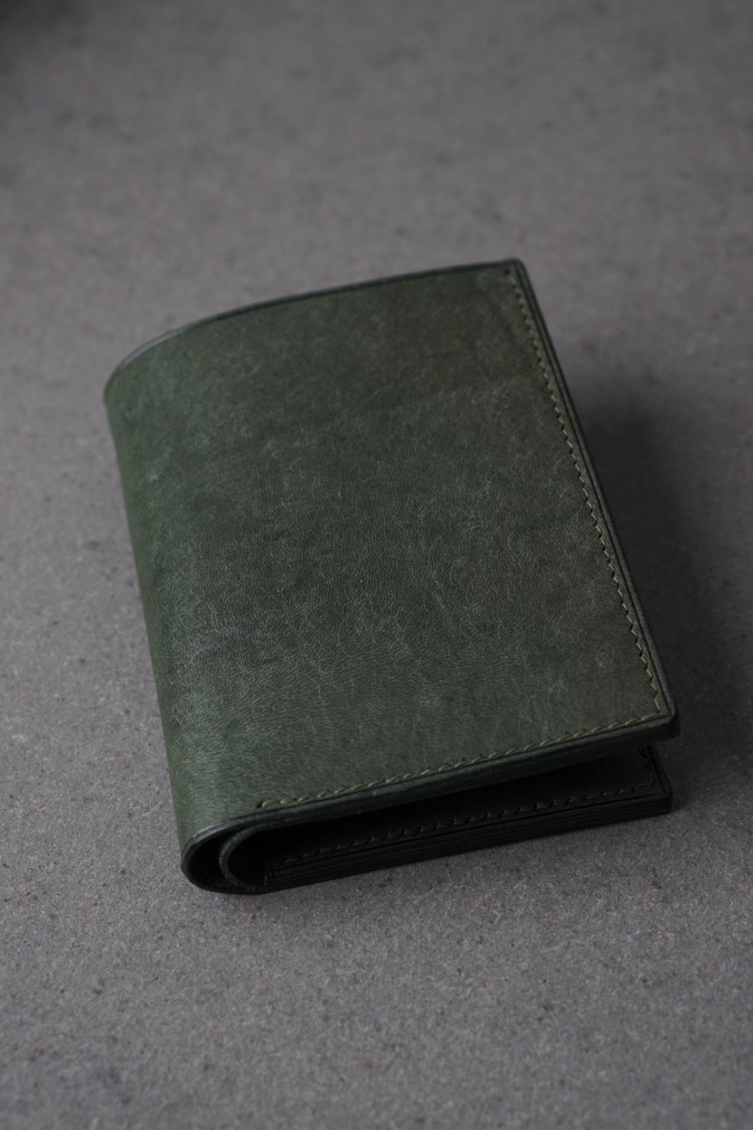 Portofel din piele lucrat 100% manual din piele naturală, Verde