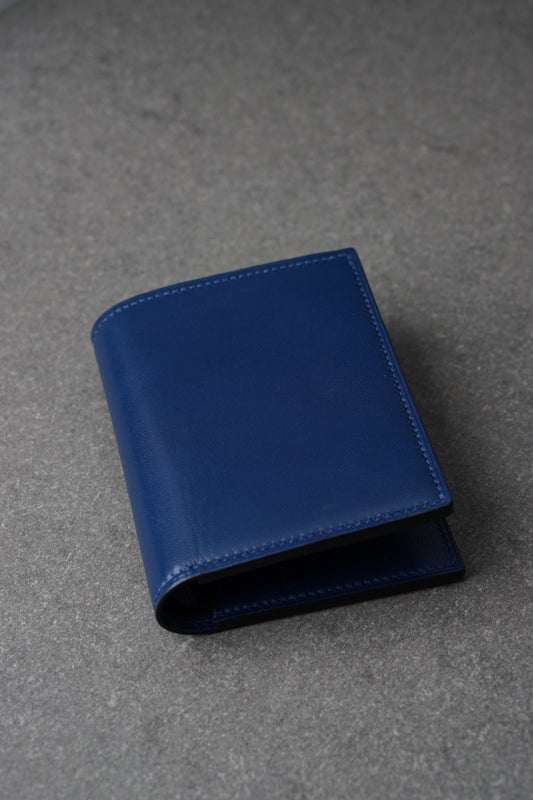 Portofel din piele lucrat 100% manual din piele naturală,  Albastru