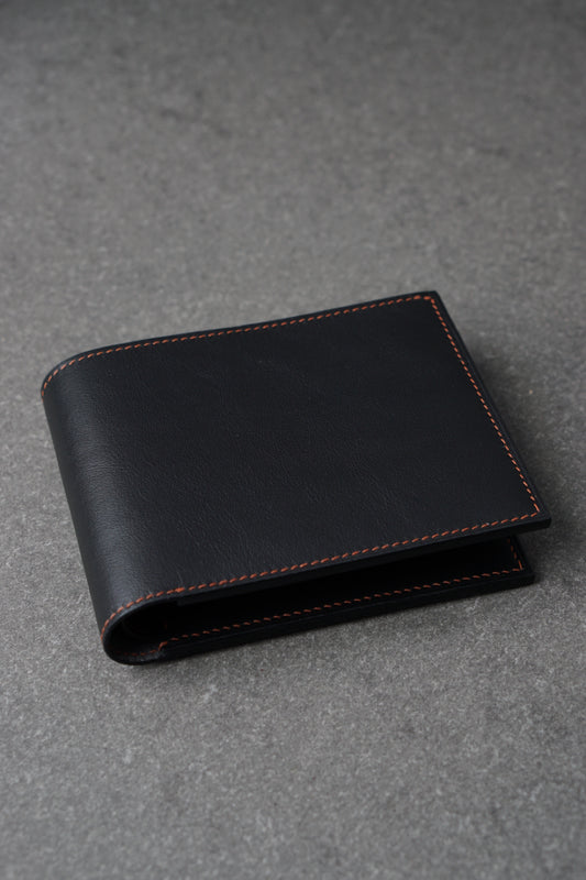 Portofel din piele lucrat 100% manual din piele neagra