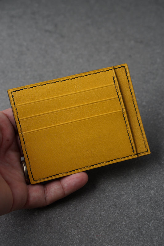 Portofel din piele lucrat 100% manual din piele culoarea galbena