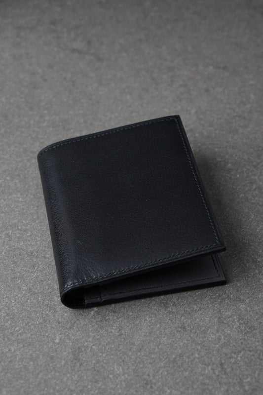 Portofel din piele lucrat 100% manual din piele neagra+ gri